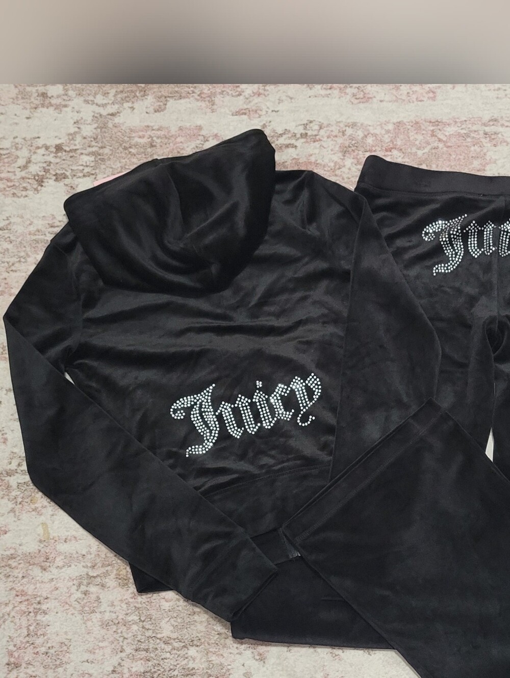 Juicy Couture Liquorice Black Velour Zip Hoodie & Pants Set - S - Picture 4 of 6